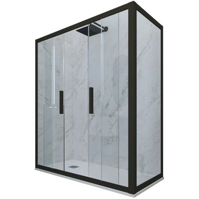 FORTE Mampara De Ducha 75x140 Cm Corredera Negro Mate Glam Duo FORTE Mampara De Ducha 75x140 Cm Corredera Negro Mate Glam Duo