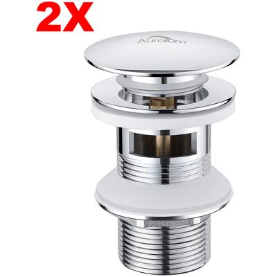 Auralum - 2pcs Tapones De Desagüe Con Rebosadero Lavabo Válvula Pop-up Válvula Desagüe Universal Click-clack Cromado Auralum - 2pcs Tapones De Desagüe Con Rebosadero Lavabo Válvula Pop-up Válvula Desagüe Universal Click-clack Cromado