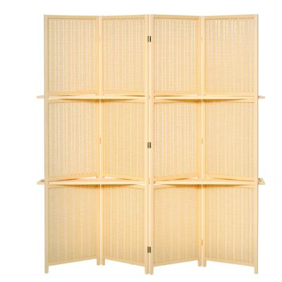 JHY DESIGN Separador De Ambientes, Mampara De Bambú, 2 Estantes, Plegable, Con Almohadillas Para Las Patas, Natural JHY DESIGN Separador De Ambientes, Mampara De Bambú, 2 Estantes, Plegable, Con Almohadillas Para Las Patas, Natural