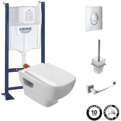 Pack Wc Suspendido Sin Cerco Jacob Delafon Struktura + Estructura Soporte Grohe + Placa Start Cromada + Portaescobillas + Portarrollos Cuadrado Pack Wc Suspendido Sin Cerco Jacob Delafon Struktura + Estructura Soporte Grohe + Placa Start Cromada + Portaescobillas + Portarrollos Cuadrado