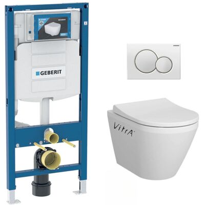 Pack Inodoro Geberit Bastidor + Inodoro Vitra Integra Con Fijaciones Invisibles + Asiento Softclose + Placa Blanca (gebintegrar Pack Inodoro Geberit Bastidor + Inodoro Vitra Integra Con Fijaciones Invisibles + Asiento Softclose + Placa Blanca (gebintegrar