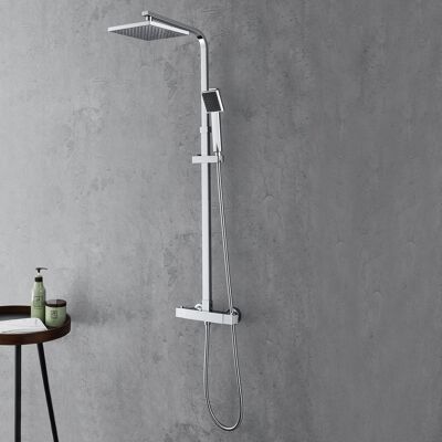Auralum - Termostática Columna De Ducha, Conjunto De Ducha Con Termostática Mezclador En Latón, Sistema De Ducha Con Rociadores De Ducha Y Teleducha, Altura Ajustable 92,5-125cm Auralum - Termostática Columna De Ducha, Conjunto De Ducha Con Termostática Mezclador En Latón, Sistema De Ducha Con Rociadores De Ducha Y Teleducha, Altura Ajustable 92,5-125cm