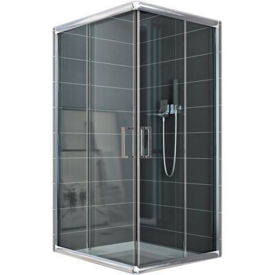 IDRALITE Mampara De Ducha Deslizante Vidrio Transparente H 185 Mod. Alabama 80x100 Cm Rectangular IDRALITE Mampara De Ducha Deslizante Vidrio Transparente H 185 Mod. Alabama 80x100 Cm Rectangular