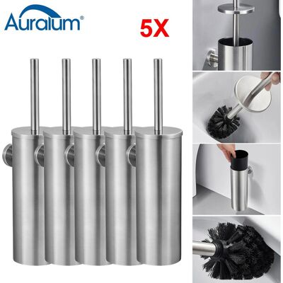 5pcs Escobilla De Baño Wc Con Soporte Y Tapa, Escobilla Wc En Acero Inoxidable, Montaje En Pared, Resistente A Olores Y Salpicaduras, Escobilla Y Portaescobilla De Inodoro - Auralum 5pcs Escobilla De Baño Wc Con Soporte Y Tapa, Escobilla Wc En Acero Inoxidable, Montaje En Pared, Resistente A Olores Y Salpicaduras, Escobilla Y Portaescobilla De Inodoro - Auralum