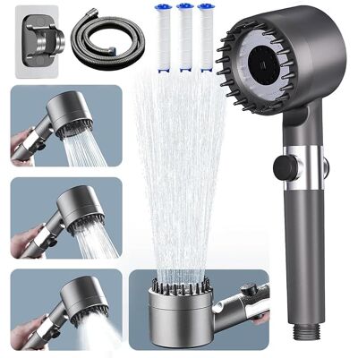 OEM Cabezal De Ducha De Alta Presión, Antical Con Manguera De 1,5 M Y Soporte, 4 Modos De Chorro, Cabezal De Ducha De Baño, Cabezal De Ducha Ahorrador De Agua Con Botón De Parada (gris) OEM Cabezal De Ducha De Alta Presión, Antical Con Manguera De 1,5 M Y Soporte, 4 Modos De Chorro, Cabezal De Ducha De Baño, Cabezal De Ducha Ahorrador De Agua Con Botón De Parada (gris)