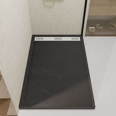 Aurlane Bañera de ducha en acrílico gris - Antideslizante 24° - 90x140 cm Aurlane Bañera de ducha en acrílico gris - Antideslizante 24° - 90x140 cm