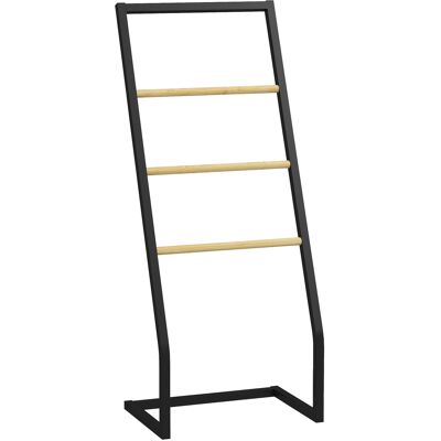 JHY DESIGN Toallero De 4 Barras En Acero Y Bambú, 40,5 X 28 X 98 Cm, Color Negro Y Madera. JHY DESIGN Toallero De 4 Barras En Acero Y Bambú, 40,5 X 28 X 98 Cm, Color Negro Y Madera.