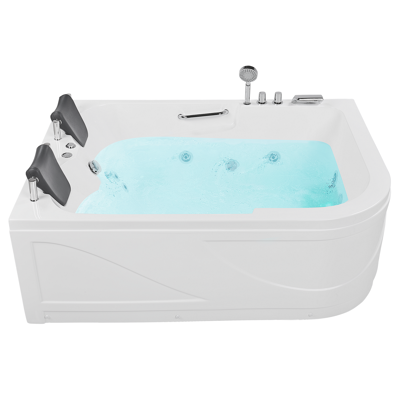 BELIANI Bañera De Hidromasaje Led De Acrílico Blanco 170 X 119 Cm Derecha 2 Personas Curva Doble Hidromasaje Bayamo BELIANI Bañera De Hidromasaje Led De Acrílico Blanco 170 X 119 Cm Derecha 2 Personas Curva Doble Hidromasaje Bayamo