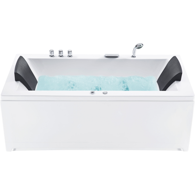 Bañera de hidromasaje Beliani con LED - Derecha, 183x90 cm, Blanco - Baño Bañera de hidromasaje Beliani con LED - Derecha, 183x90 cm, Blanco - Baño