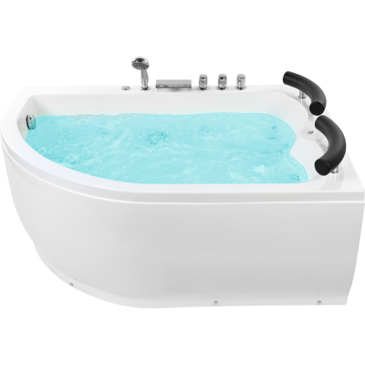 BELIANI Bañera De Hidromasaje De Acrílico Sanitario Blanco Con Led Izquierda Doble 158 X 113 Cm Diseño Moderno Paradiso BELIANI Bañera De Hidromasaje De Acrílico Sanitario Blanco Con Led Izquierda Doble 158 X 113 Cm Diseño Moderno Paradiso