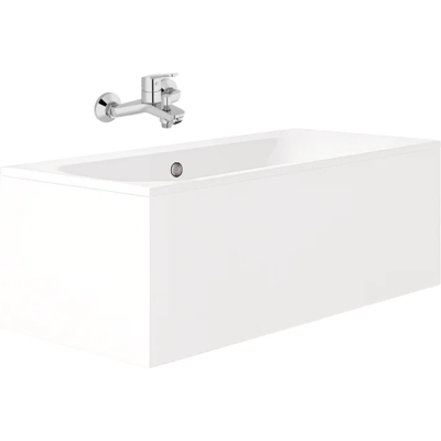 Jacob Delafon - Pack Bañera Recta 180 X 80 Elise + Faldón Rinconero + Monomando Baño-ducha De Pared Aimé Cromo + Desagüe Jacob Delafon - Pack Bañera Recta 180 X 80 Elise + Faldón Rinconero + Monomando Baño-ducha De Pared Aimé Cromo + Desagüe