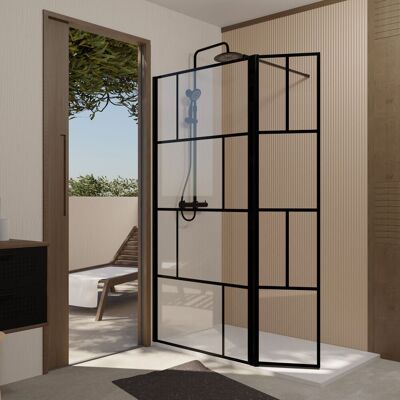 Aurlane Mampara de Ducha con Vidrio Antical - 90x40x195cm - Negro Mate Aurlane Mampara de Ducha con Vidrio Antical - 90x40x195cm - Negro Mate