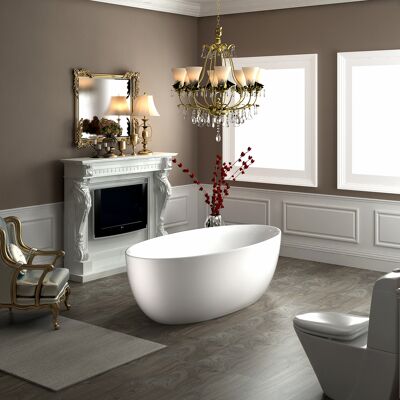 Bernstein - Bañera Exenta Terra En Acrílico Sanitario Blanco Mate - 186 X 88 X 60 Cm - Con Grifo Mezclador 1521, Con Sifón Bernstein - Bañera Exenta Terra En Acrílico Sanitario Blanco Mate - 186 X 88 X 60 Cm - Con Grifo Mezclador 1521, Con Sifón