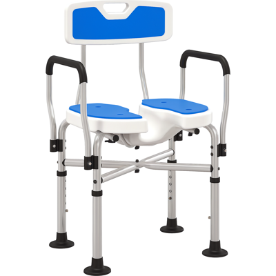JHY DESIGN Silla De Ducha Ajustable, Asiento Calado, Azul, 136 Kg JHY DESIGN Silla De Ducha Ajustable, Asiento Calado, Azul, 136 Kg