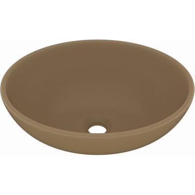 Lavabo ovalado de lujo vidaXL - Cerámica, Crema, 40x33cm Lavabo ovalado de lujo vidaXL - Cerámica, Crema, 40x33cm