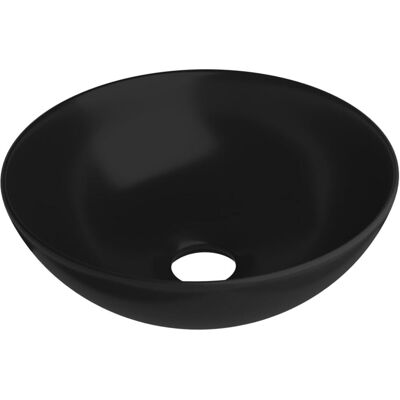Lavabo de baño redondo de cerámica negro mate vidaXL Lavabo de baño redondo de cerámica negro mate vidaXL