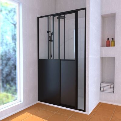 AURLANE Pack Mampara Corredera Negra + Plato De Ducha Blanco 120x80x200 Cm Y Columna De Ducha Termostática AURLANE Pack Mampara Corredera Negra + Plato De Ducha Blanco 120x80x200 Cm Y Columna De Ducha Termostática