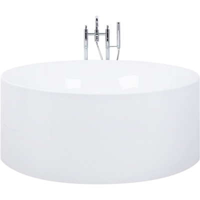 BELIANI Bañera Independiente De Acrílico Sanitario Blanco Individual 140 Cm Diseño Moderno Redondo Ibiza BELIANI Bañera Independiente De Acrílico Sanitario Blanco Individual 140 Cm Diseño Moderno Redondo Ibiza