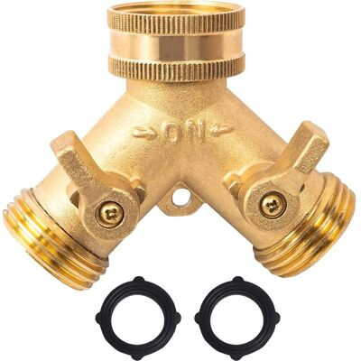 ABYSSE Grifo Doble Para Lavadora, Conector En Y De 2 Vías De 3/4" Para Manguera De Jardín Con Válvulas De Encendido/apagado Independientes Para Conectar 2 Electrodomésticos Al Grifo De Jardín. ABYSSE Grifo Doble Para Lavadora, Conector En Y De 2 Vías De 3/4" Para Manguera De Jardín Con Válvulas De Encendido/apagado Independientes Para Conectar 2 Electrodomésticos Al Grifo De Jardín.
