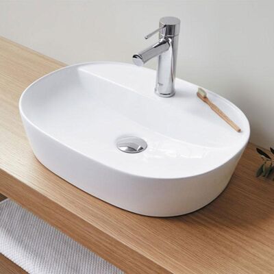 Sanycces - Lavabo Blanco Brillante Sobre Encimera Cerámico Marino 50 X 38 Cm Sanycces - Lavabo Blanco Brillante Sobre Encimera Cerámico Marino 50 X 38 Cm