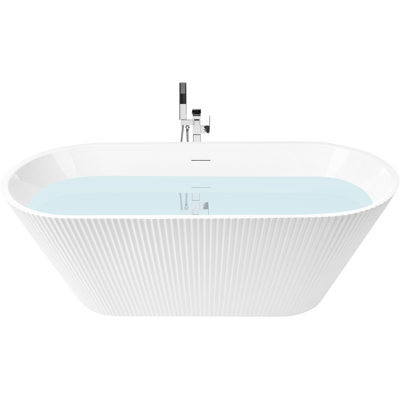 BELIANI Bañera Independiente De Acrílico Con Diseño Acanalado Moderno 170 Cm Baño Blanco Potosi BELIANI Bañera Independiente De Acrílico Con Diseño Acanalado Moderno 170 Cm Baño Blanco Potosi