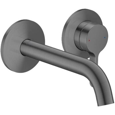 Axor One - Grifo De Lavabo Empotrado, Con Desagüe, Instalación De 2 Orificios, Ecosmart, Cromo Negro Cepillado 48170340 Axor One - Grifo De Lavabo Empotrado, Con Desagüe, Instalación De 2 Orificios, Ecosmart, Cromo Negro Cepillado 48170340