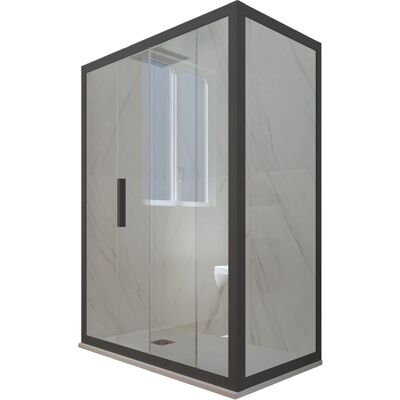 FORTE Mampara De Ducha 70x140 Cm Corredera Antracita Deco Duo FORTE Mampara De Ducha 70x140 Cm Corredera Antracita Deco Duo