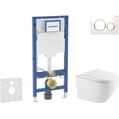 Geberit Duofix - Conjunto De Instalación Empotrada, Inodoro Oudee Y Asiento Softclose, Pulsador Sigma20, Blanco/dorado Sani11ca31132 Geberit Duofix - Conjunto De Instalación Empotrada, Inodoro Oudee Y Asiento Softclose, Pulsador Sigma20, Blanco/dorado Sani11ca31132