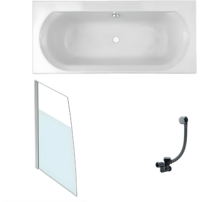 JACOB DELAFON Bañera Derecha De 170 X 75 Cm, Acrílica Elise + Mampara De Baño Con Puerta A La Izquierda + Desagüe JACOB DELAFON Bañera Derecha De 170 X 75 Cm, Acrílica Elise + Mampara De Baño Con Puerta A La Izquierda + Desagüe