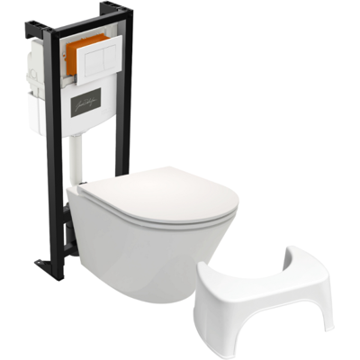Pack Wc Suspendido Sin Cerco Jacob Delafon Rodin+ Con Asiento + Estructura Soporte + Plato Blanco + Taburete Blanco Pack Wc Suspendido Sin Cerco Jacob Delafon Rodin+ Con Asiento + Estructura Soporte + Plato Blanco + Taburete Blanco