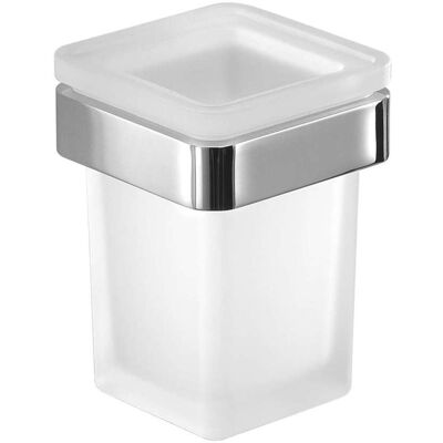 Sapho Gedy Samoa - Vaso Para Cepillo De Dientes Con Soporte, Vidrio Esmerilado/cromo A81013 Sapho Gedy Samoa - Vaso Para Cepillo De Dientes Con Soporte, Vidrio Esmerilado/cromo A81013