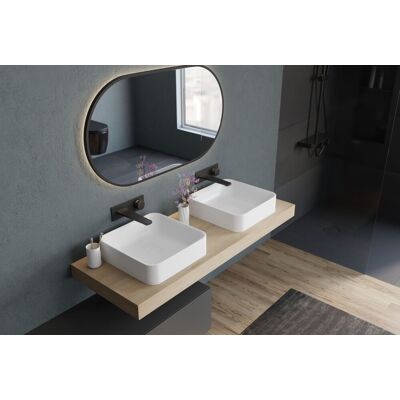 Bernstein - Lavabo De Pedestal De Diseño Mineral Fundido Baño - Nt8564 - 40x40x10,5cm Blanc Mat, Con Desagüe Y Tapa Blanca Bernstein - Lavabo De Pedestal De Diseño Mineral Fundido Baño - Nt8564 - 40x40x10,5cm Blanc Mat, Con Desagüe Y Tapa Blanca