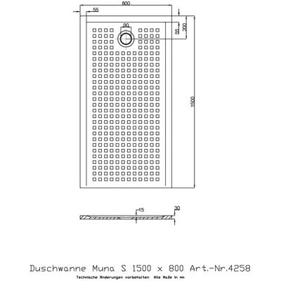 Plato de ducha Hoesch Muna S - Rectangular, Resistente, Antideslizante 1500x800 mm Plato de ducha Hoesch Muna S - Rectangular, Resistente, Antideslizante 1500x800 mm