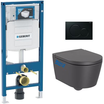 Pack Wc Bastidor Geberit Inodoro Roca Inspira Onyx Sin Brida Con Fijaciones Invisibles + Asiento Con Cierre Amortiguado + Plac Pack Wc Bastidor Geberit Inodoro Roca Inspira Onyx Sin Brida Con Fijaciones Invisibles + Asiento Con Cierre Amortiguado + Plac