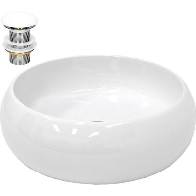 Lavabo Redondo Blanco de Cerámica - Diseño Moderno de ECD Germany Lavabo Redondo Blanco de Cerámica - Diseño Moderno de ECD Germany
