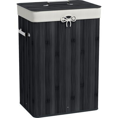 JHY DESIGN Cesto De Ropa, Caja De Ropa Sucia, Cesta De Ropa Con Tapa, Bolsa De Lona, Bambú, Plegable, 72 L, Negro, 40 X 30 X 60 Cm JHY DESIGN Cesto De Ropa, Caja De Ropa Sucia, Cesta De Ropa Con Tapa, Bolsa De Lona, Bambú, Plegable, 72 L, Negro, 40 X 30 X 60 Cm