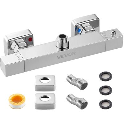 Válvula Termostática Para Ducha Vevor, Bloqueo De Seguridad De 38℃, Cromo Plateado, Válvula Termostática Rectangular Con Bloqueo, Cromo Plateado Válvula Termostática Para Ducha Vevor, Bloqueo De Seguridad De 38℃, Cromo Plateado, Válvula Termostática Rectangular Con Bloqueo, Cromo Plateado