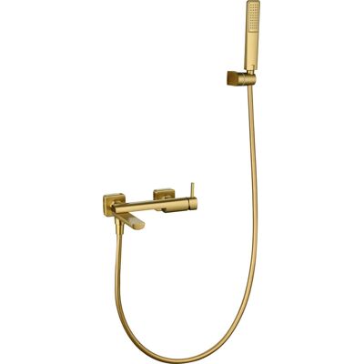 Imex - Set De Baño Y Ducha Toscana Monomando Con Agua Fría Y Caliente Rociador Cuadrado Grifería De Baño Serie Toscana Color Oro Cepillado Imex - Set De Baño Y Ducha Toscana Monomando Con Agua Fría Y Caliente Rociador Cuadrado Grifería De Baño Serie Toscana Color Oro Cepillado