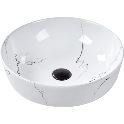 BELIANI Lavabo Sobre Encimera Baño Cerámica Blanco Efecto Mármol 42 X 42 Cm Hopi BELIANI Lavabo Sobre Encimera Baño Cerámica Blanco Efecto Mármol 42 X 42 Cm Hopi