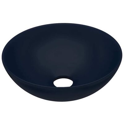 vidaXL Lavabo de baño cerámica azul oscuro redondo - Lavabo vidaXL Lavabo de baño cerámica azul oscuro redondo - Lavabo