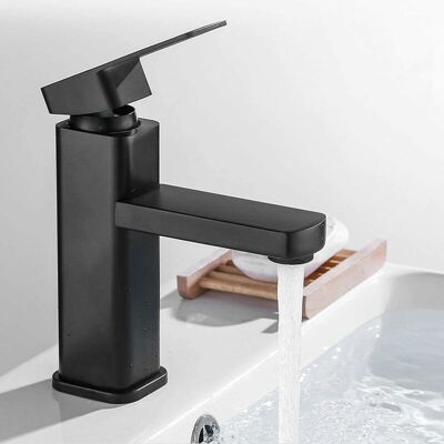 ABYSSE Grifo De Baño Moderno En Negro Mate, Elegante Grifo De Lavabo De Diseño, Grifo Mezclador De Lavabo De Latón Negro, Grifo Mezclador De Baño Con Aireador Extraíble - Rapanda ABYSSE Grifo De Baño Moderno En Negro Mate, Elegante Grifo De Lavabo De Diseño, Grifo Mezclador De Lavabo De Latón Negro, Grifo Mezclador De Baño Con Aireador Extraíble - Rapanda