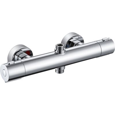 Grifo Termostático De Ducha Auralum, Grifo Termostático De Latón Con 2 Salidas, Bloqueo De Seguridad A 38 °c, Grifo Termostático De Ducha, Antiescaldaduras, Cromado Grifo Termostático De Ducha Auralum, Grifo Termostático De Latón Con 2 Salidas, Bloqueo De Seguridad A 38 °c, Grifo Termostático De Ducha, Antiescaldaduras, Cromado