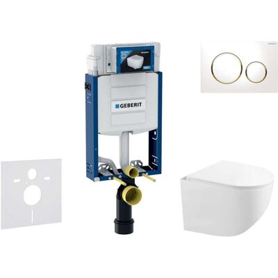 Geberit Kombifix - Conjunto De Instalación Empotrada, Inodoro Compacto Gaia Y Asiento Softclose, Pulsador Sigma20, Blanco/dorado Sani15ca3128 Geberit Kombifix - Conjunto De Instalación Empotrada, Inodoro Compacto Gaia Y Asiento Softclose, Pulsador Sigma20, Blanco/dorado Sani15ca3128