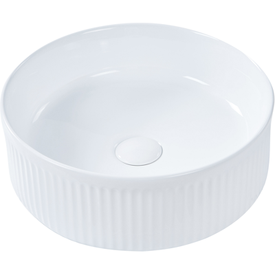 Beliani - Lavabo Sobre Encimera De Cerámica Blanco Brillante ⌀ 37 Cm Geldo Beliani - Lavabo Sobre Encimera De Cerámica Blanco Brillante ⌀ 37 Cm Geldo