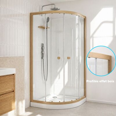 AURLANE Cabina De Ducha 90x90x200/230cm Efecto Madera Y Blanca - Plato Ducha Bajo AURLANE Cabina De Ducha 90x90x200/230cm Efecto Madera Y Blanca - Plato Ducha Bajo