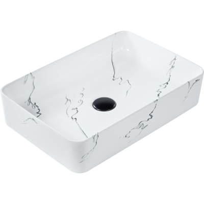 Beliani - Lavabo Sobre Encimera Baño Cerámica Blanco Efecto Mármol 51 X 34 Cm Hopi Beliani - Lavabo Sobre Encimera Baño Cerámica Blanco Efecto Mármol 51 X 34 Cm Hopi