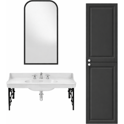 Jacob Delafon - Cléo 1889 Pack Lavabo De Pared 3 Orificios + Columna Recta + Espejo + Mezclador De Cruceta Cromado + Sifón Cromado Jacob Delafon - Cléo 1889 Pack Lavabo De Pared 3 Orificios + Columna Recta + Espejo + Mezclador De Cruceta Cromado + Sifón Cromado