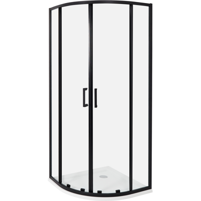 BELIANI Cabina De Ducha Vidrio Templado Puerta Doble Corredera Negro 80 X 80 X 185 Cm Jukatan BELIANI Cabina De Ducha Vidrio Templado Puerta Doble Corredera Negro 80 X 80 X 185 Cm Jukatan