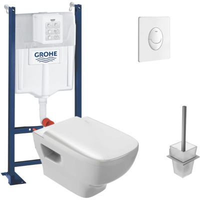 Pack Inodoro Suspendido Sin Borde Jacob Delafon Struktura + Estructura Soporte Grohe + Placa De Inicio Blanca + Portaescobillas Cuadrado Pack Inodoro Suspendido Sin Borde Jacob Delafon Struktura + Estructura Soporte Grohe + Placa De Inicio Blanca + Portaescobillas Cuadrado