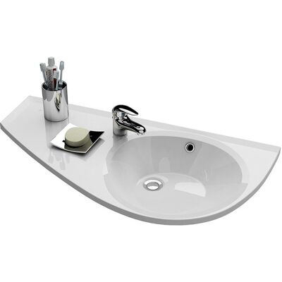 Ravak - Lavabo Avocado Comfort 85x45cm, Estilo Asimétrico Ahorra Espacio Orientación Izquierda Con Perforación Y Rebosadero (xj1l1100000 Ravak - Lavabo Avocado Comfort 85x45cm, Estilo Asimétrico Ahorra Espacio Orientación Izquierda Con Perforación Y Rebosadero (xj1l1100000